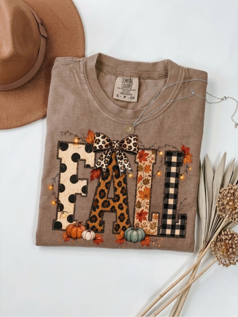 Comfort Colors Fall Printed Graphic Tee - Espresso
